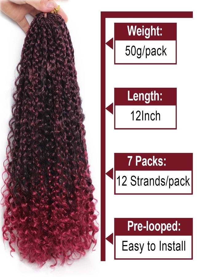 VIOLET 12 inch Goddess Crochet Box Braids Hair 7 Packs Boho Box Braids Crochet Hair with Curly Ends Prelooped Crochet Hair for Black Women (12 Inch, 7Packs, 1B/BUG) - Image 2
